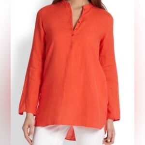 Eileen Fisher 100% Irish Linen Tunic Size M Orange Coastal Breathable